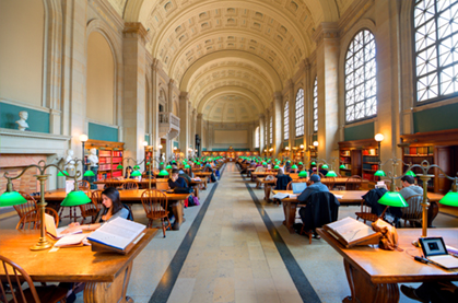 students studying in library